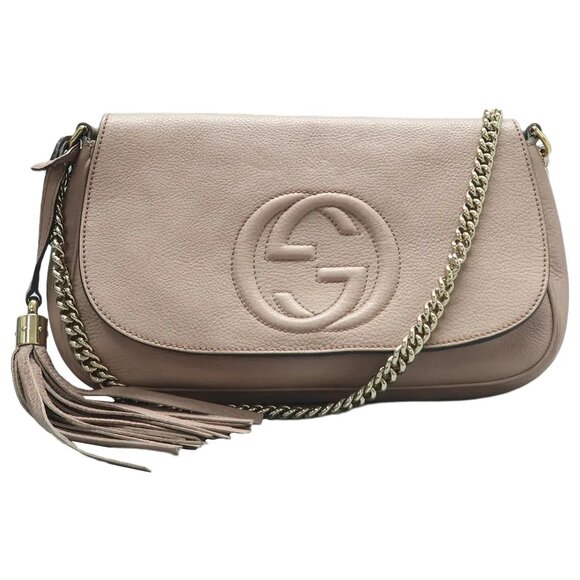 GUCCI Soho Chain Pink Leather Shoulder Bag 714-061825 - Picture 1 of 12